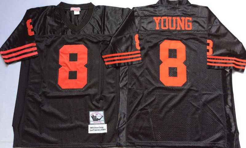 49ers Steve Young Black M&N Throwback Jersey->nfl m&n throwback->NFL Jersey